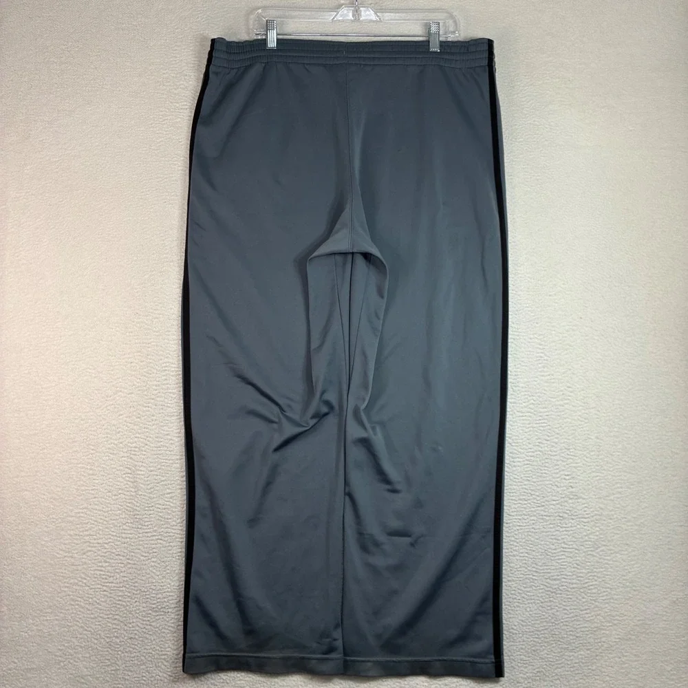 Y2K Adidas Baggy Track Pants Men M Gray Black Relaxed Sweatpants Drawstring